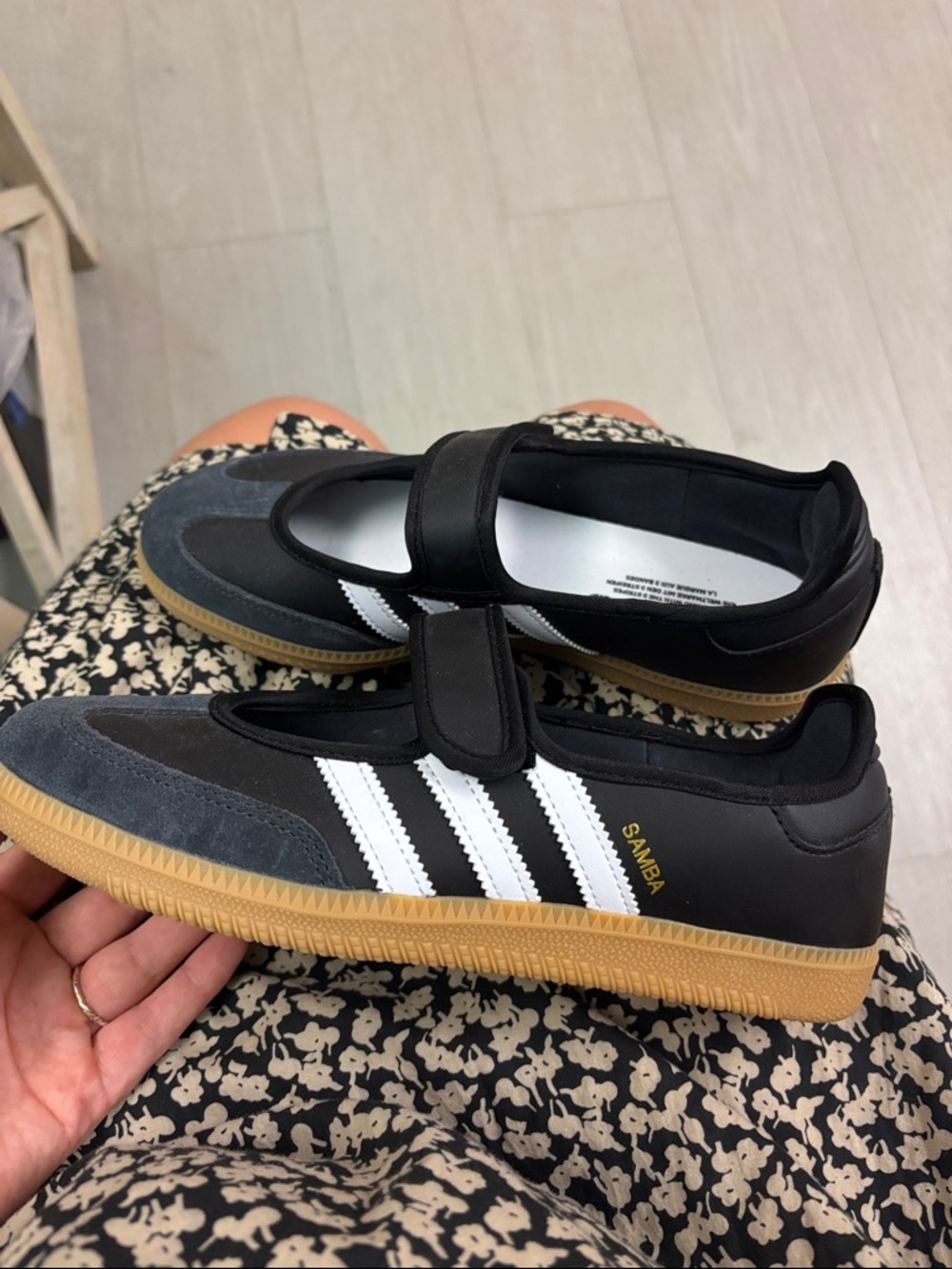 adidas Women's Black and Gray Mary-Jane Sneakers with Gum Outsole - Picture 2 of 3